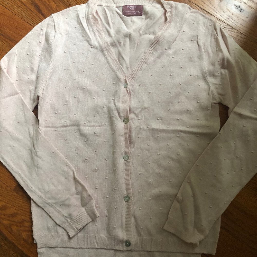 MANGO KIDS Girls' Size 11-12 Light Pink Cardigan